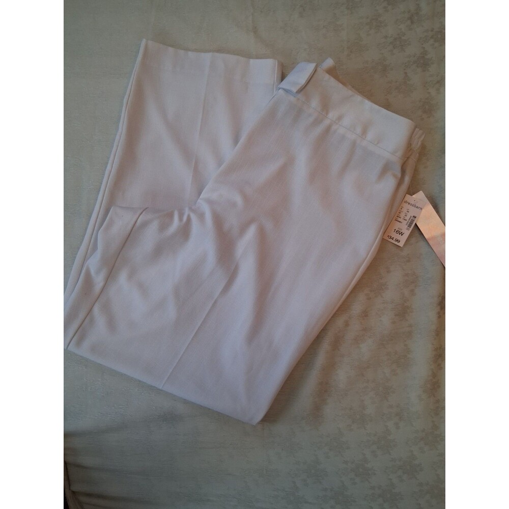 Dress Barn Women's White Dress Pants 16W NWT Straight Leg Career Stretch